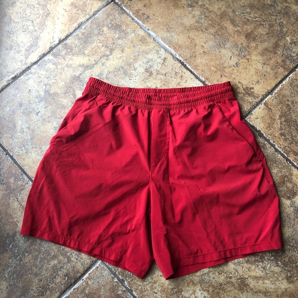 Mens Lululemon Linerless Short Red Sz L